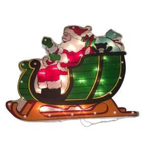 Northlight 17" Lighted Holographic Santa Sleigh Christmas Window Decor